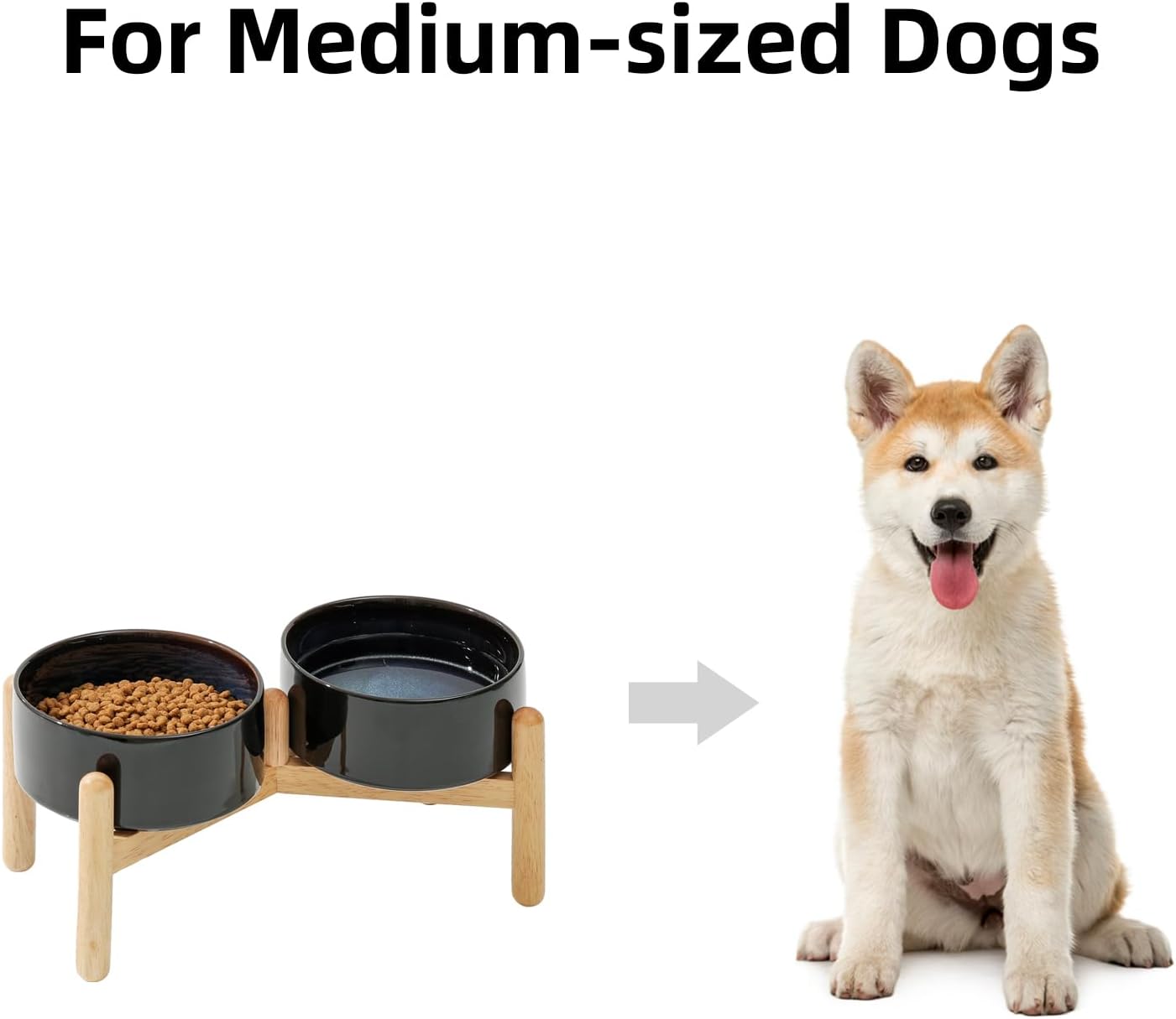 Ceramic 6.1inch Raised Dog Bowl with Stand for Small and Medium Breed Dog Dish Pet Food and Water Bowl (Double Bowl with Stand - Starry Sky, 28oz) - Pet Explorer