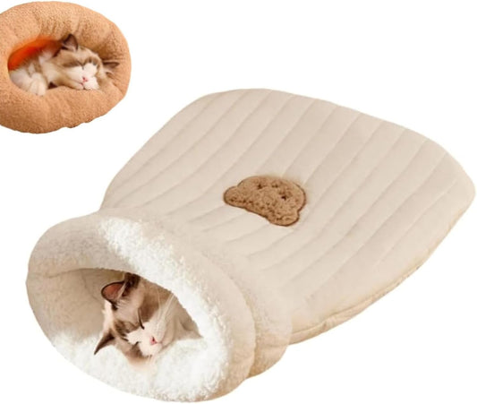 Cat Sleeping Bag for Indoor Cats - Cozy Winter Bed Cave, Warm Soft Fluffy Washable Blanket (G) - Pet Explorer