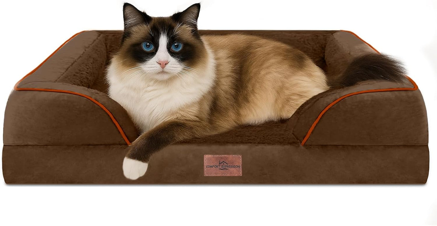 Comfort Expression Small Dog Beds Waterproof Cat Beds Orthopedic Foam Sofa Beds for Small Dogs Comfy Pet Bed with Washable Removable Cover & Non-Slip Bottom(XX-Small,Chocolate Brown) - Pet Explorer