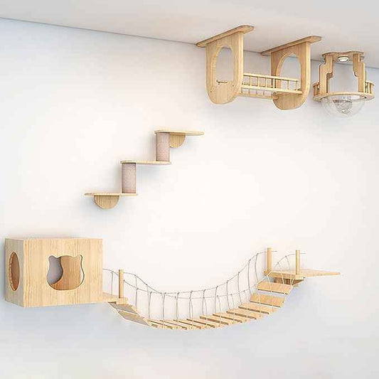 Cat Wall Climber, Cat Wall Shelves, Cat Wall Furniture, Wooden Cat Wall Rack, Ceiling Cat Wall Rack, Cat Jumping Platform, Cat Nest, Soft Bridge, Aerial Plank Road, Aerial Space Capsule