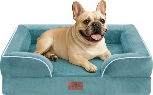 Comfort Expression Small Dog Beds Waterproof Orthopedic Foam Dog Sofa Beds for Medium Dogs Comfy Pet Bed with Washable Removable Cover & Non-Slip Bottom(Small,Washed Blue) - Pet Explorer