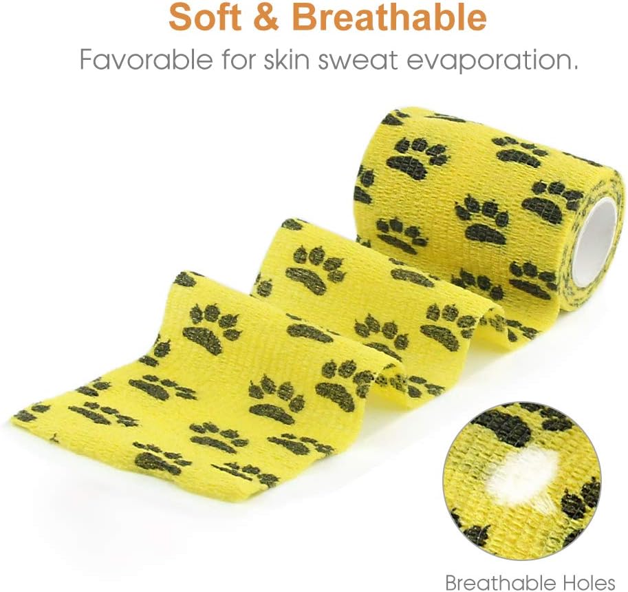 AUPCON Vet Wrap Cohesive Bandages Bulk Self Adhesive Bandage Wrap Self Adherent Wrap Non-Woven for Dogs Pet Animals & Ankle Sprains & Swelling 2 Inch x 5 Yards (3 Inch Claw) - Pet Explorer