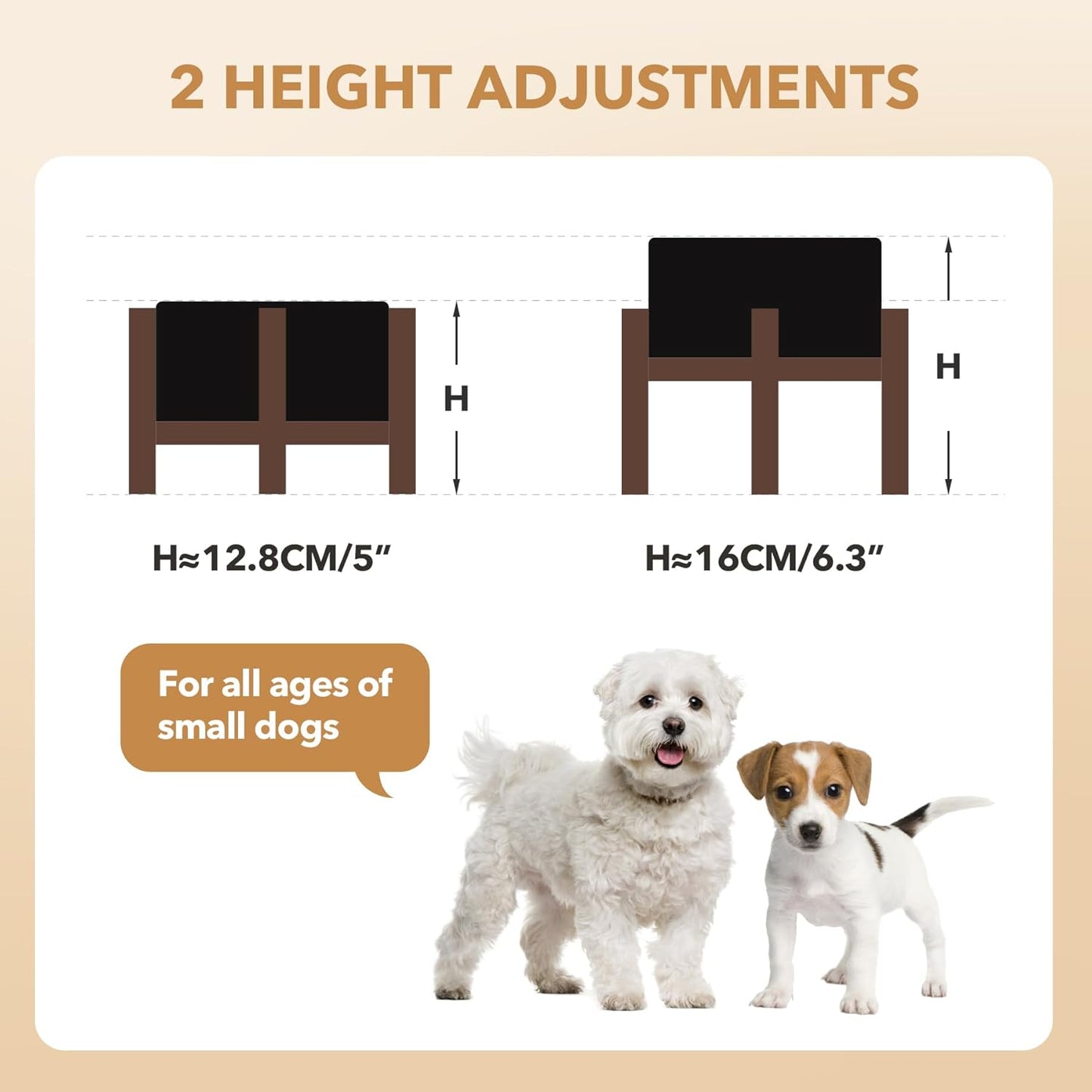 Ceramic 6.1inch Raised Dog and Cat Bowl Set, 2 Heights Elevated Wooden Stand for Small Breed Dogs, Weighted Pet Food and Water Dishes(6.1'',28.7oz, Starry Sky) - Pet Explorer