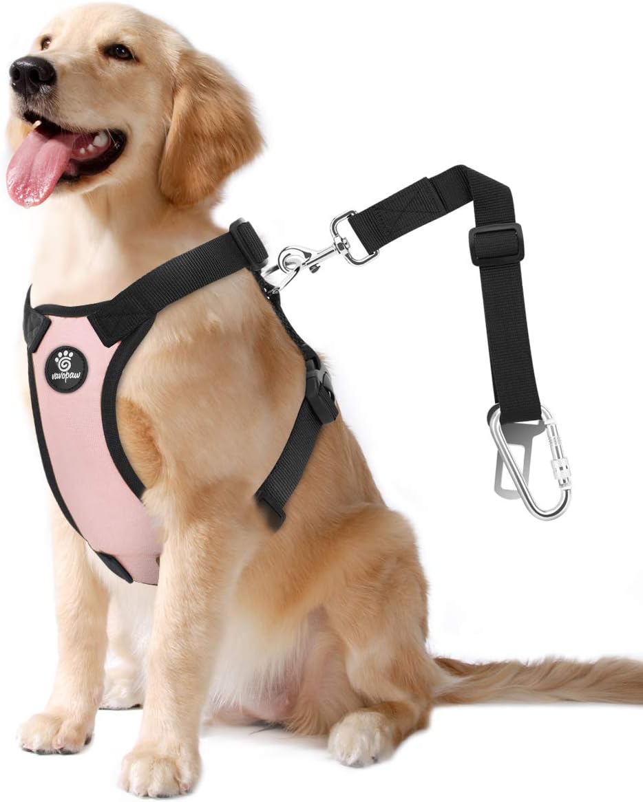 Dog Seat Belt, Safety Vest Dog Car Harness with Adjustable Buckle Dog Seat Belt for Vehicle Nylon Pet Safety Seat Belts Heavy Duty(XL, Pink) - Pet Explorer