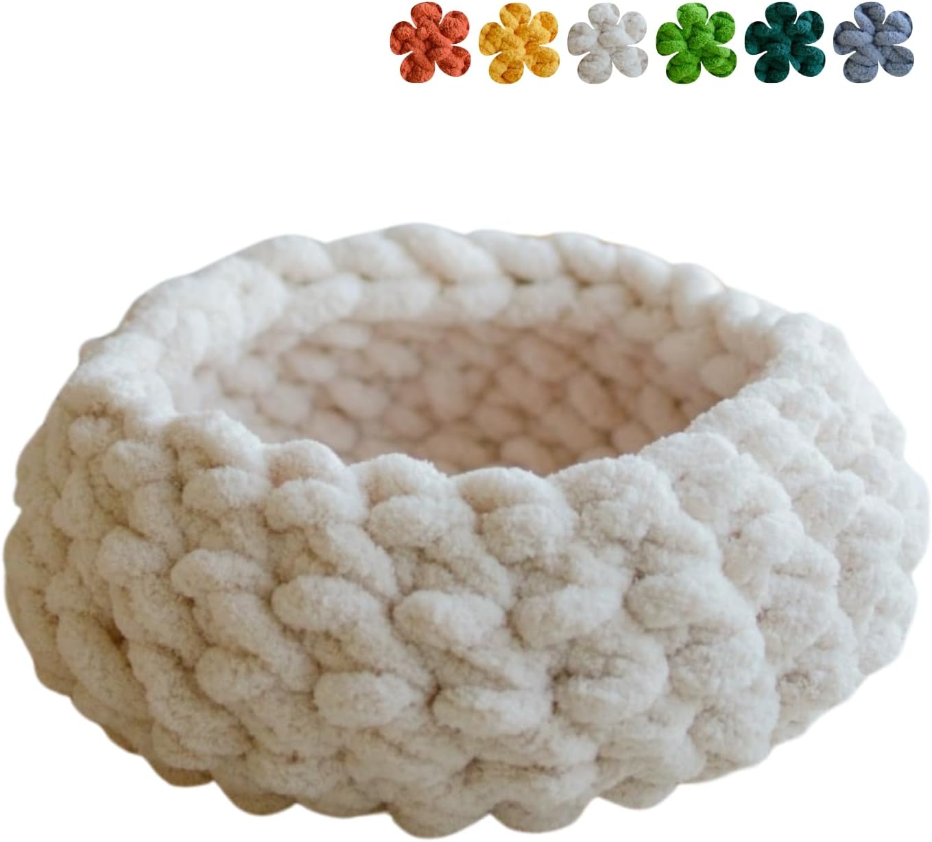 Cat Nest Bed – Premium Handwoven Washable Extra Soft Round Cave House for Indoor Kitten & Kitty, Small & Large (Cloud White,Medium) - Pet Explorer