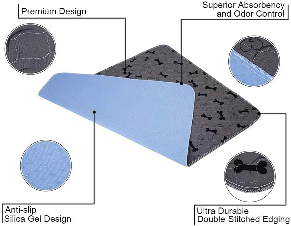 Washable Dog Pee Pads with Free Grooming Gloves,Non Slip Dog Mats with Great Urine Absorption,Reusable Puppy Pee Pads for Whelping,Potty,Training,Playpen - Pet Explorer