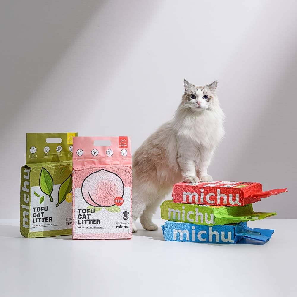 Tofu Cat Litter Natural Clumping Tofu Cat Litter, Fast Clumping and Easily Scoop-able 5.5lb/88oz 5 Scents - Watermelon, 3 Pack