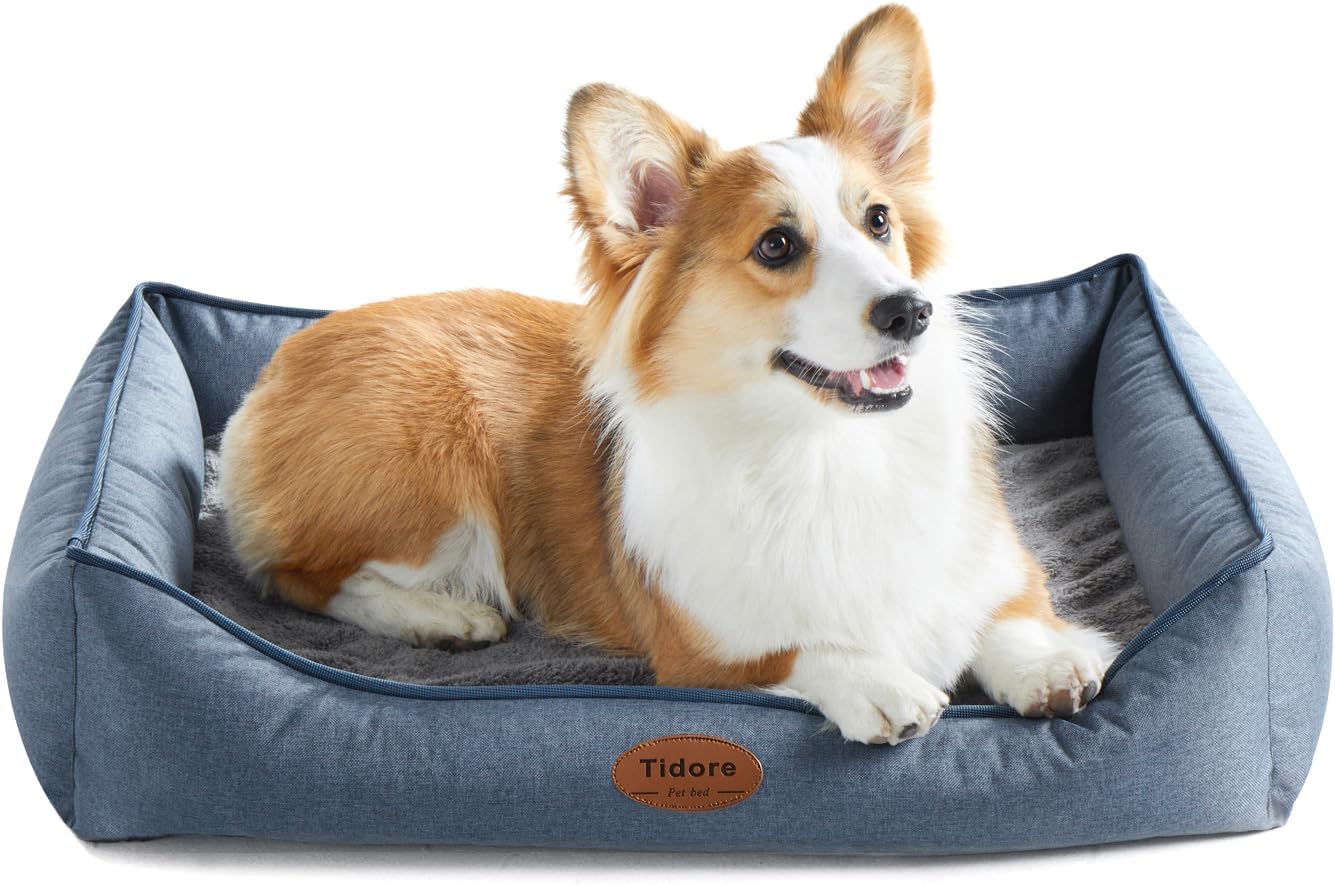 Orthopedic Dog Beds for Medium Dogs, Durable Egg Crate Foam Sofa Dog Bed wit Washable Removable Cover,Waterproof Lining,Pet Bed for Large Dogs (Denim Blue, 31.5" L x 25.2" W x 7" Th) - Pet Explorer
