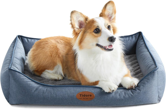 Orthopedic Dog Beds for Medium Dogs, Durable Egg Crate Foam Sofa Dog Bed wit Washable Removable Cover,Waterproof Lining,Pet Bed for Large Dogs (Denim Blue, 31.5" L x 25.2" W x 7" Th) - Pet Explorer