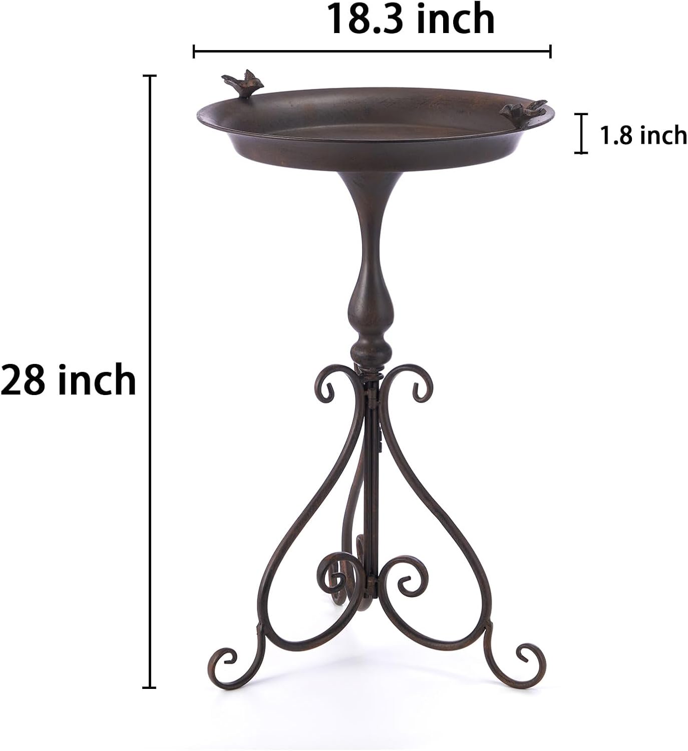 Dia 18" W*28" H Large Metal Bird Bath with Stand, Bird Baths for Outdoors, Metal Birdfeeder,for Garden Yard Decor