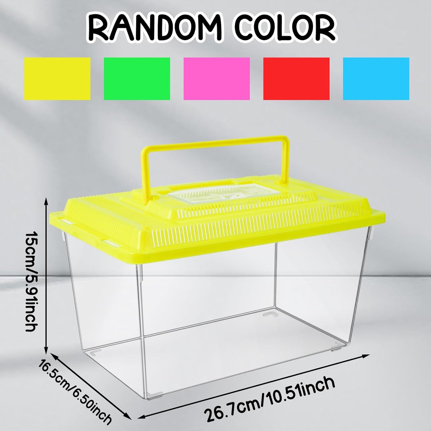 12Pcs Plastic Reptile Terrariums Carrier Cage, Tarantula Enclosure Breeding Box Hatching Container Transparent Fish Tank Turtle Aquarium with Random Color Lid for Lizards, XL(10.6" x 6.7" x 5.9") - Pet Explorer