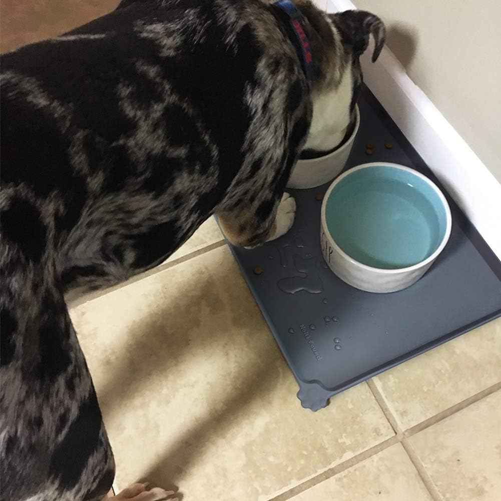 Hoki Found -Waterproof Pet Feeding Mats with High Lips - Multiple Size and Colors for Dogs, Cats & Others-G - Pet Explorer