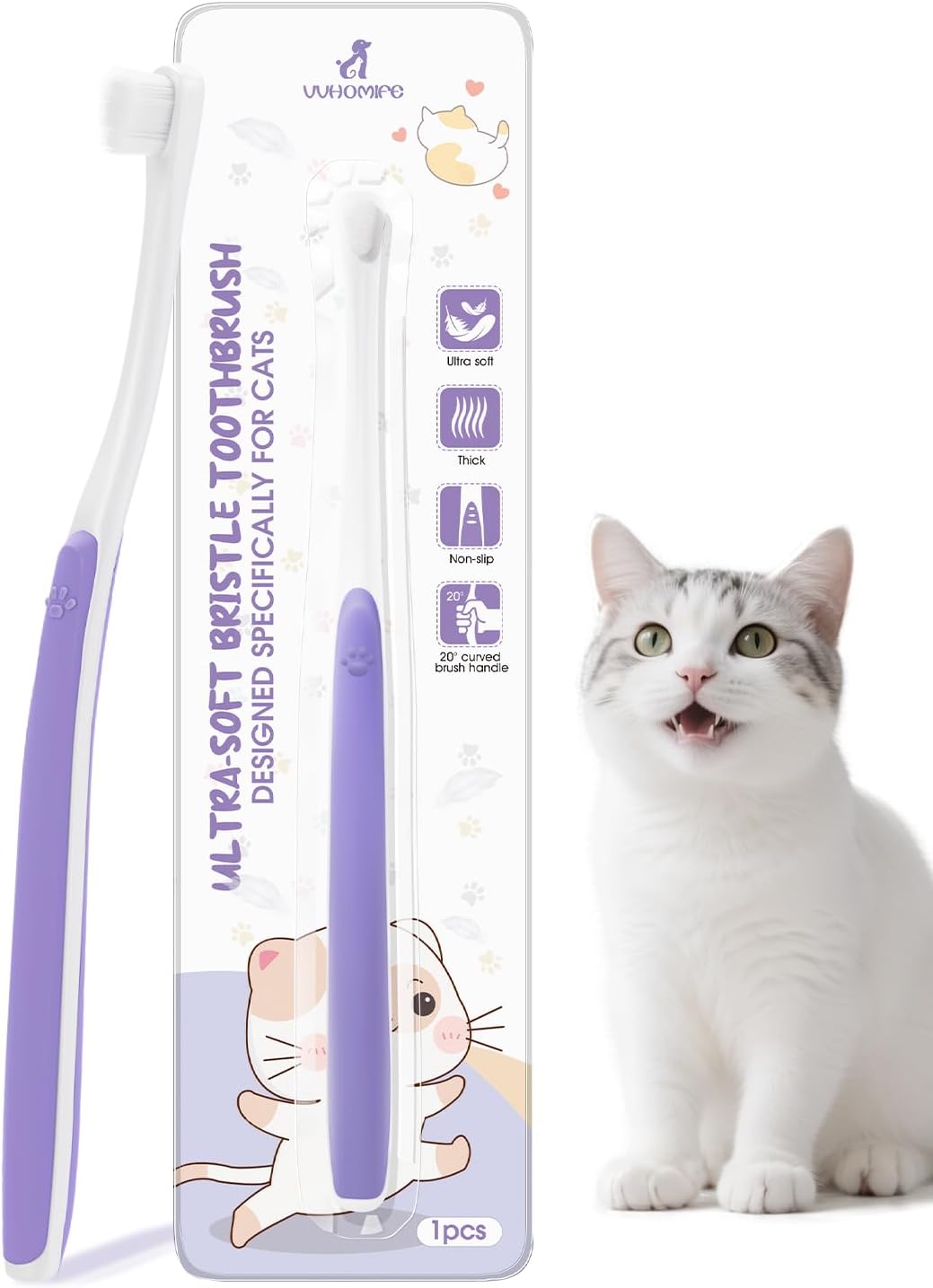 Cat Toothbrush for Kitten Teeth Cleaning – Soft Bristle Cat Dental Brush Set with Compact Head – Gentle Oral Care Tool for Daily Brushing Routine, Loved by Vets and Fur Babies - Pet Explorer