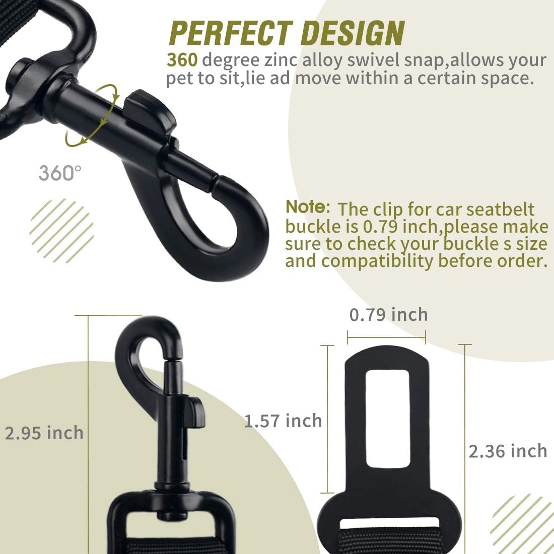 COOYOO Dog Seat Belt,Retractable Dog Car Harness Seat Belt for Car Adjustable Nylon Pet Safety Seat Belts Heavy Duty & Elastic Bungee Buffer - Pet Explorer