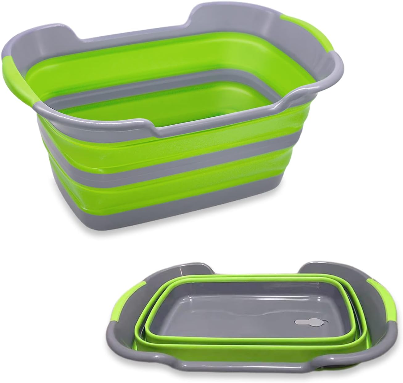 Multipurpose Collapsible Pet Bathtub with Drainage Hole for Puppy Small Dogs Cats, Portable Laundry Basket-Foldable Bathing Tub-Storage Organizer, 7.1 Gal/27L (Green,1) - Pet Explorer