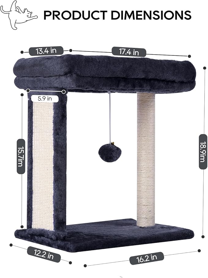 SYANDLVY Samll Cat Tree with Scratching Board, Scratching Post with Perch for Indoor Cats, Cat Scratcher with 2 Dangling Balls, Great for Kittens