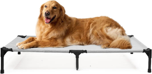 Elevated Dog Bed XL, Extra Large Raised Dogs Cot with Washable Mesh & Non Slip Feet, Pet Hammock Beds Off Ground, Dog Trampoline Bed Outdoor, Grey - Pet Explorer