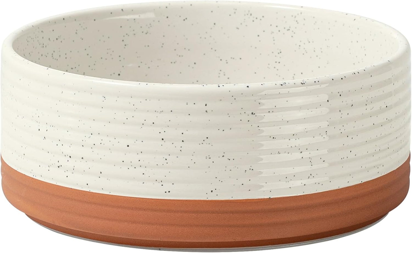 Ceramic 8.2inch Dog Bowl for Large Breed Dogs, Anti-Slip and Weighted Pet Food and Water Dishes(Single Bowl, Vanilla White) - Pet Explorer
