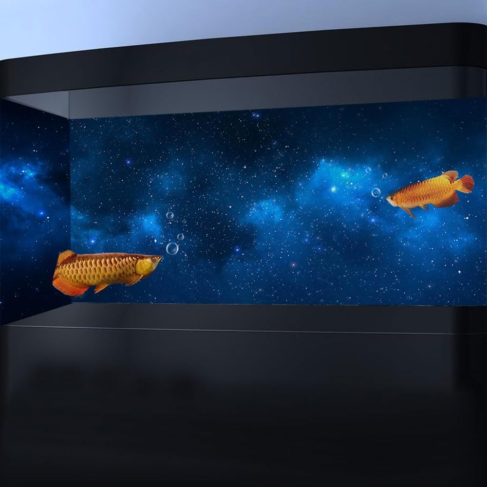 48X24IN Starry Aquarium Background, Art Starry Fish Tank Decorations Background, with 8 EVA Double-Sided Tape - Pet Explorer