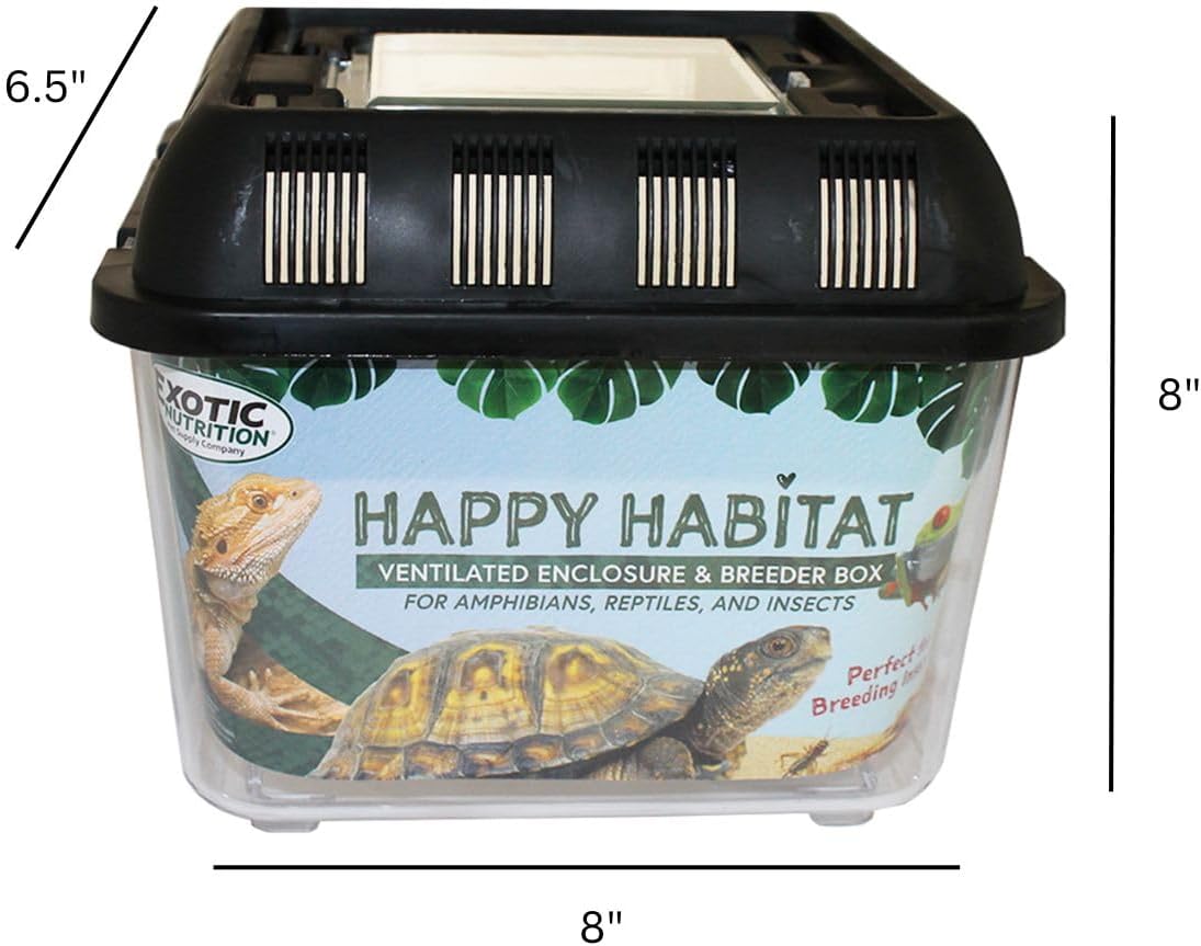 Happy Habitat (Standard) - Ventilated Enclosure & Breeder Box - for Live Feeder Insects, Reptiles, Amphibians & Other Small Pets - Durable Plastic Portable Terrarium - Pet Explorer
