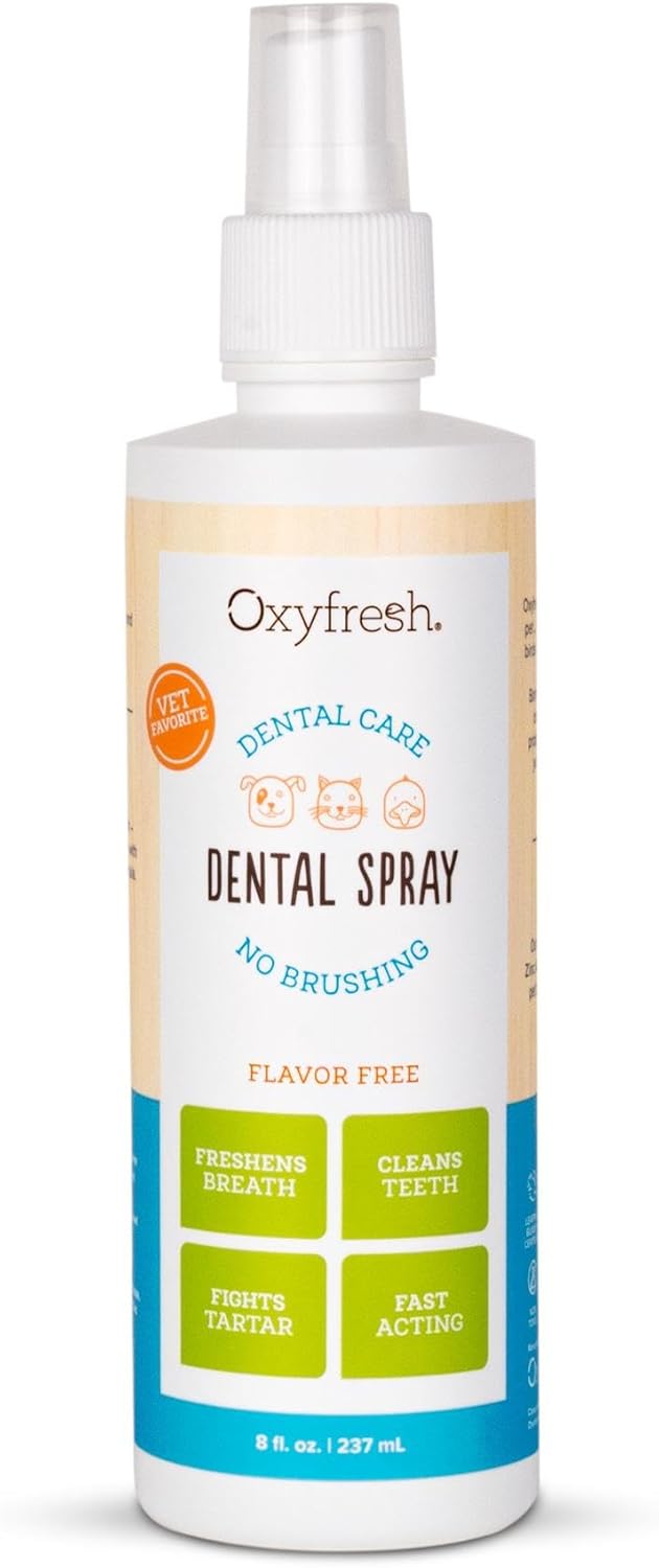 Oxyfresh Advanced Pet Dental Spray – Instant Dog and Cat Fresh Breath: Easiest No Brushing Pet Dental Solution for Dogs and Cats – Best Way to Fight Plaque, Keep Teeth & Gums Healthy, 8oz. - Pet Explorer