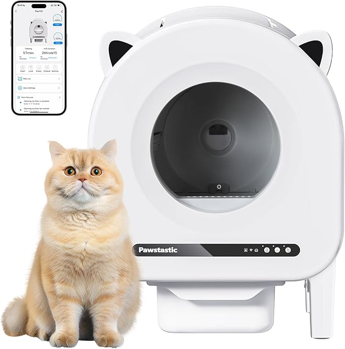 Self Cleaning Litter Box, 68 L Automatic Cat Litter Box for Multiple Cats, Robot with Dual Safety Protection, APP Control, Odor Removal Smart Litter Boxes, 2 Roll Trash Bags