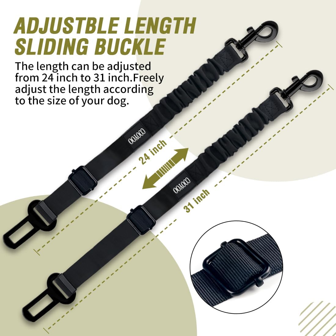 COOYOO Dog Seat Belt,3 Piece Set Retractable Dog Car Adjustable Seatbelts for Vehicle Nylon Pet Safety Heavy Duty & Elastic & Durable Car Harness for Dogs - Pet Explorer