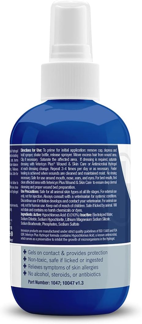 Vetericyn Plus Dog Wound Care Hydrogel Spray | Healing Aid and Wound Protectant, Sprayable Gel to Relieve Dog Itchy Skin, Safe for All Animals. 3 Ounces - Pet Explorer