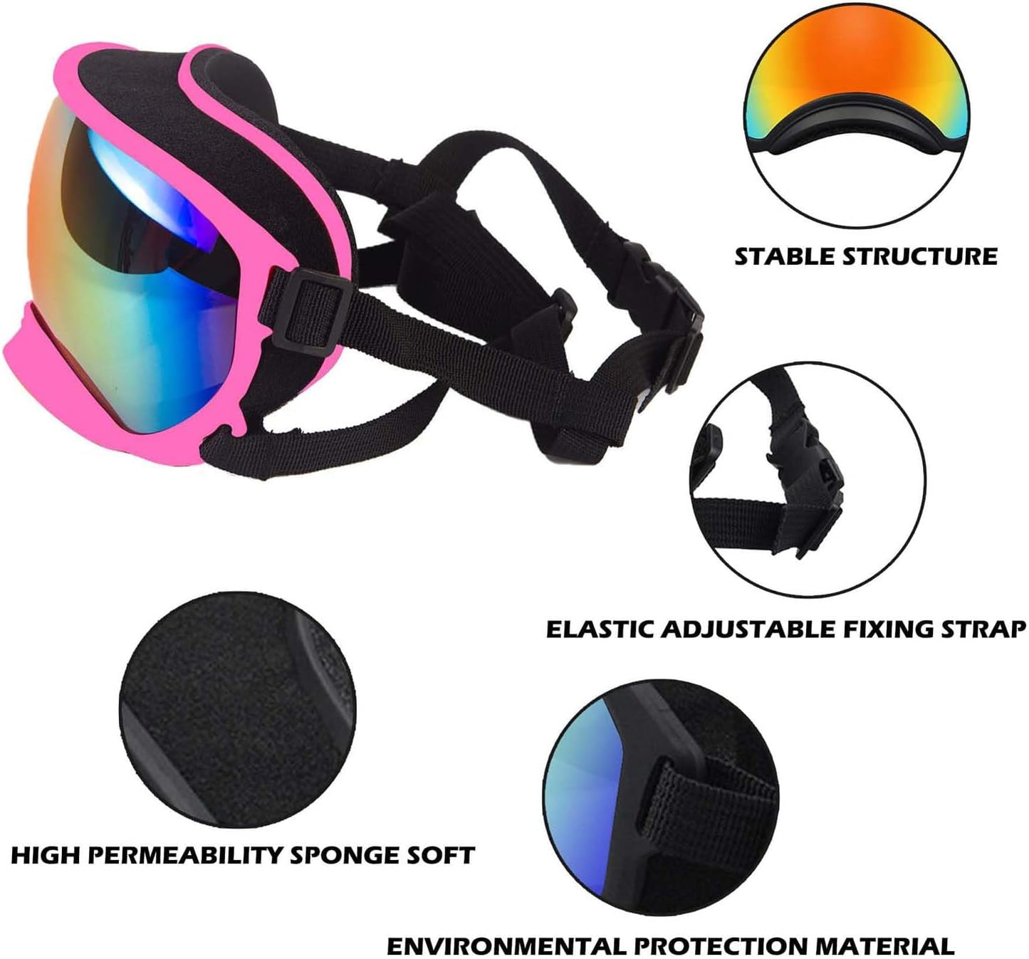 Medium Dog Sunglasses with Adjustable Strap UV Protection, Winproof Dog Puppy Sunglasses, Suitable for Medium Dog Pet Glasses, Dogs Eyes Protection,Soft Dog Goggles - Pet Explorer