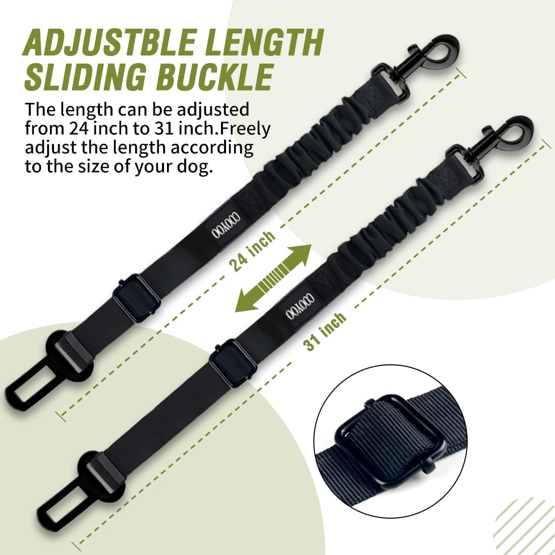 COOYOO Dog Seat Belt,Retractable Dog Car Harness Seat Belt for Car Adjustable Nylon Pet Safety Seat Belts Heavy Duty & Elastic Bungee Buffer - Pet Explorer