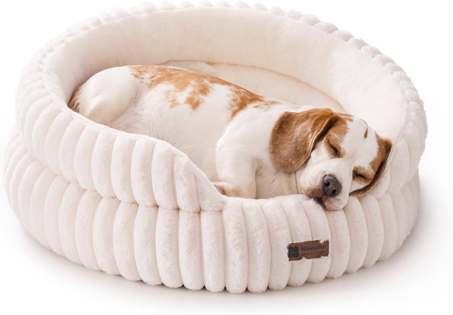 MEWOOFUN Dog Bed for Medium Dogs, Washable Large Cat Beds for Indoor Cats, Donut Pet Bed for Dogs and Cats with Anti-Slip Bottom (Beige, 27"x27"x10") - Pet Explorer