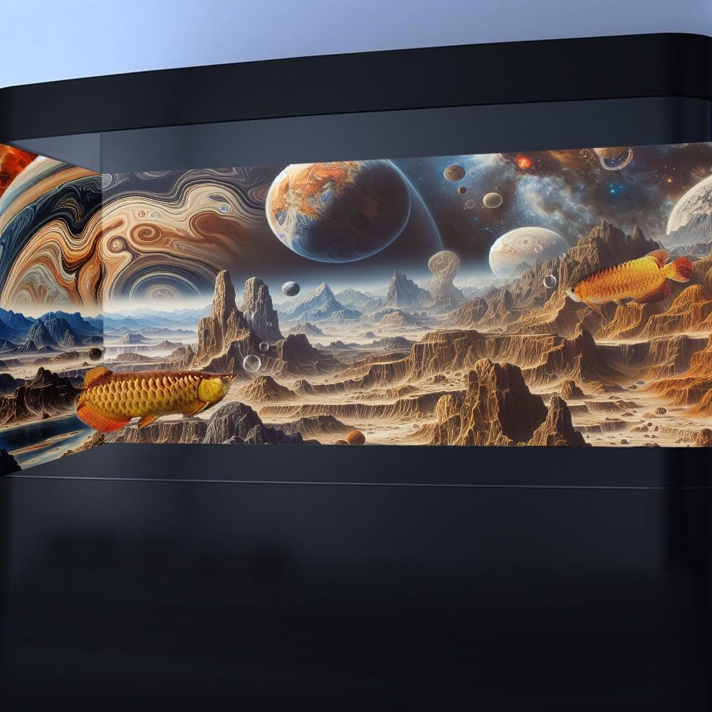 72X18IN Cosmic Spaceterrarium Background, Cool Parallel Space Themed Aquarium Reptile Habitat Background, Aquarium Background with 10EVA Double-Sided Tape - Pet Explorer