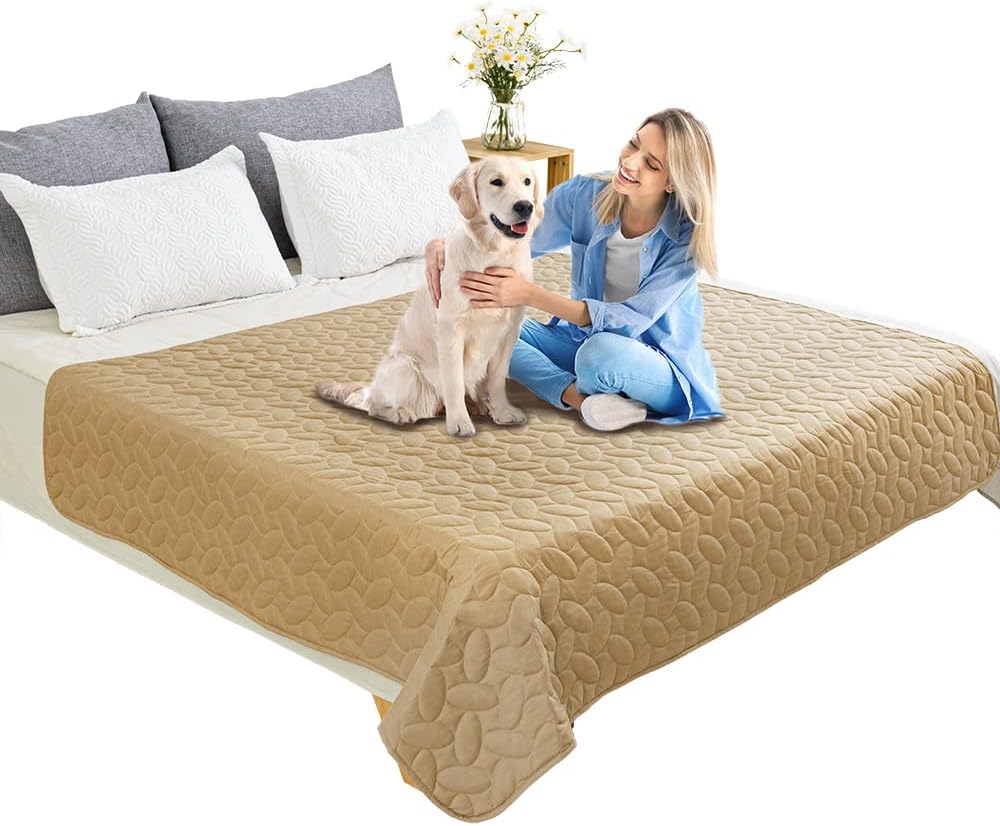 Ameritex Pet Bed Cover Dog Bed Blanket for Sofa and Furniture Waterproof New Pattern Design (68x82 Inch, Sand) - Pet Explorer
