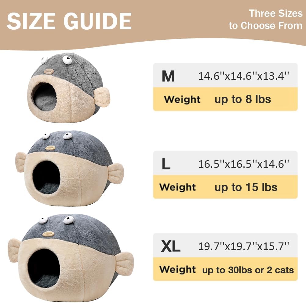 Cat Beds for Indoor Cats - Cute Animal-Shaped Cat Cave Bed for Larger Cat&2 Cats,Super Soft Calming Cat Tent for Kitten&Puppy,Small Dog,Warm Plush&Machine Washable&Removable Cotton Pad (Gray XL) - Pet Explorer