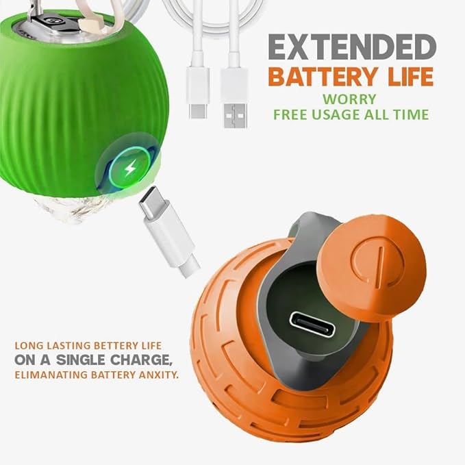 Interactive Cat Ball Toy – Smart Rolling Pet Ball with Obstacle Avoidance, USB Rechargeable, Cord Tail Design – Fun Enrichment Toy for Indoor Cats & Small Dogs (Orange + Green)