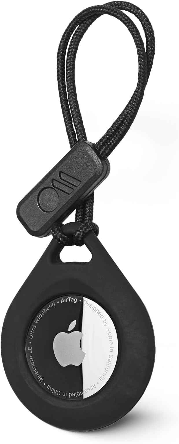 Case-Mate AirTag Holder - AirTag Keychain with Rugged Strap - Easy to Use, Protective, Durable Hard Shell Air Tag Case for Dog Collar, Cat Collar, Keys, Luggage, Backpack, Purses - 1 Pack, Black