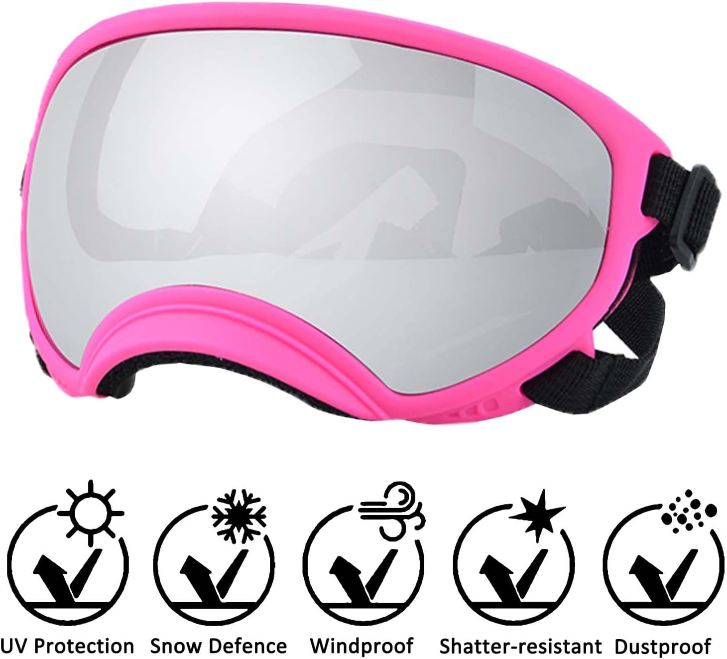 Medium Dog Sunglasses with Adjustable Strap UV Protection, Winproof Dog Puppy Sunglasses, Suitable for Medium Dog Pet Glasses, Dogs Eyes Protection,Soft Dog Goggles - Pet Explorer