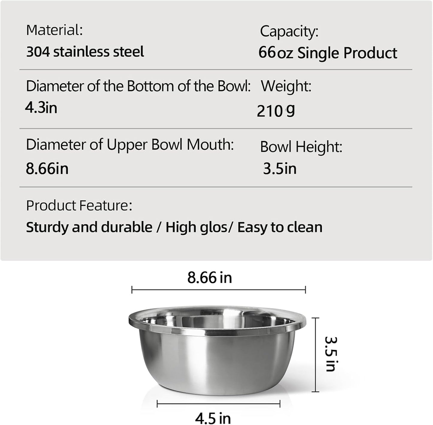 Stainless Steel Large Dog Food Bowl, 66 oz (10cup) Large Capacity Dog Water Bowl, Heavy Duty, BPA Free for Medium Dogs (2 pcs) - Pet Explorer