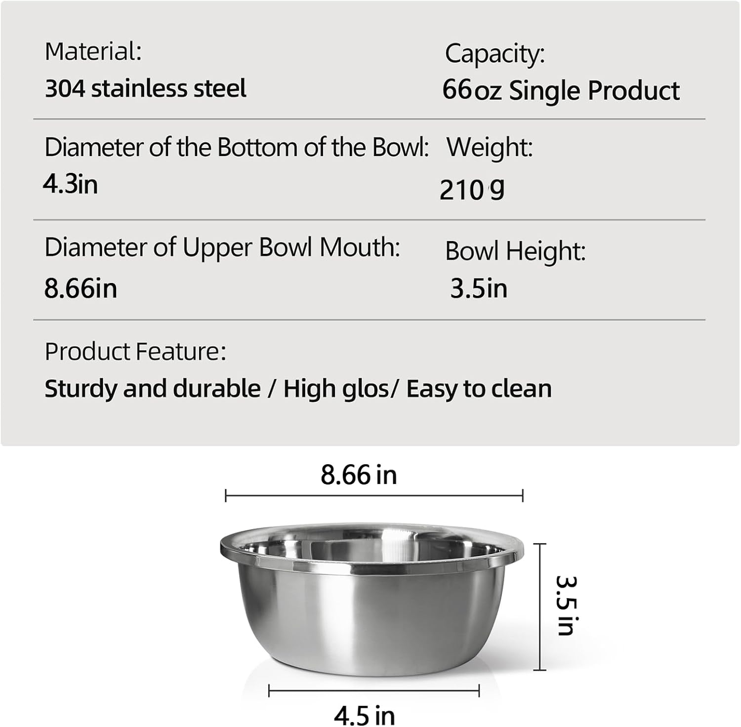Stainless Steel Large Dog Food Bowl, 66 oz (10cup) Large Capacity Dog Water Bowl, Heavy Duty, BPA Free for Medium Dogs (2 pcs) - Pet Explorer