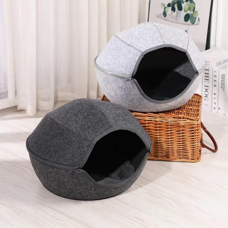 Donut Cat Tunnel Bed Peekaboo Cat Cave for Large Cats Up to 30 Lbs, Kitty Interactive Playing Tent House for Multiple Cats,Detachable,Scratch Resistant (2 in 1 Black, Medium - 20 Inch Diameter) - Pet Explorer