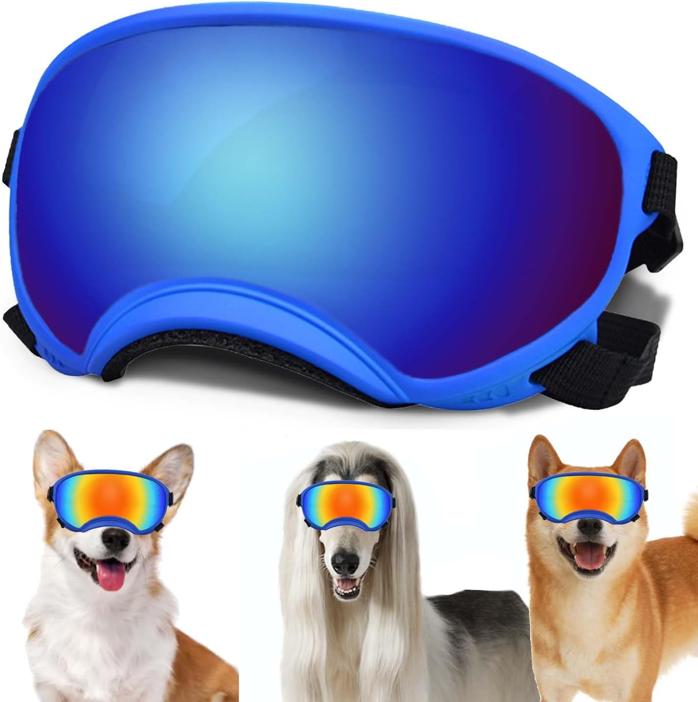 Medium Dog Sunglasses with Adjustable Strap UV Protection, Winproof Dog Puppy Sunglasses, Suitable for Medium Dog Pet Glasses, Dogs Eyes Protection,Soft Dog Goggles - Pet Explorer