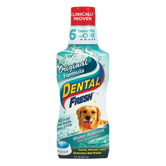 Dental Fresh Water Additive for Dogs, Original Formula, 8oz – Cat & Dog Breath Freshener and Teeth Cleaning for Dental Care for Pets – Add to Water - Pet Explorer