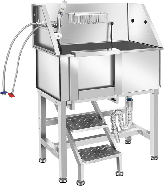 Electric Dog Bathing Station for Large Dogs, Height Adjustable Stainless Steel Dog Pet Washing Station, Professional Dog Grooming Tub with Electric Lift, Pet Wash Bath Station - Pet Explorer