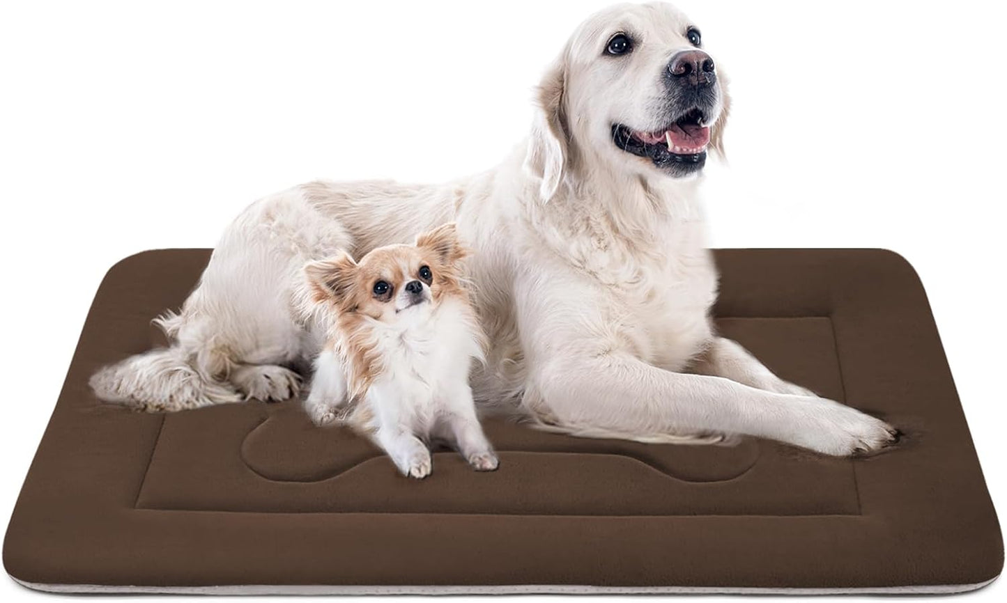 JoicyCo Extra Large Dog Bed Soft Dog Crate Pad Mat, 48 in Non-Slip Bottom Washable Dog Sleeping Mattress Pet Beds Cat Bed Kennel Pad, Dark Brown - Pet Explorer
