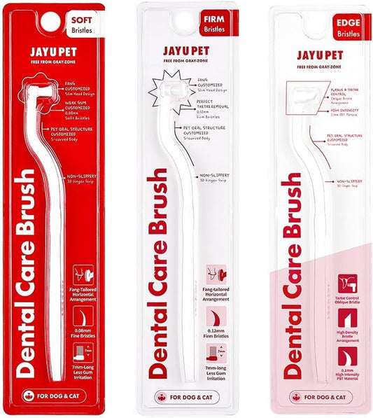 JAYU PET Dental Care Brush [Soft&Firm&Edge Bristles] - Toothbrush for Cat and Small Dogs, Removing Old Plaque and Tartar, Cat Dental Care, Cats Teeth Brushing & Easy Cleaning - Pet Explorer