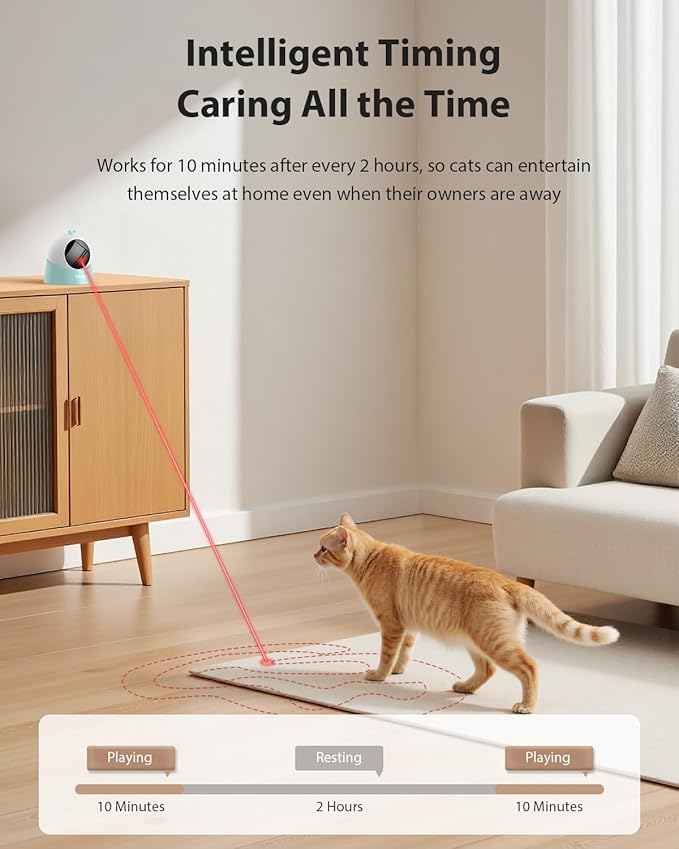 ROJECO Auto Laser Cat Toy - Random Motion Track, Magnetic 360° Base, Run Quiet,Rechargeable with 1000mAh Battery, Auto Sleep & 3 Speed Modes, Safe for Cats,Interactive Cat Toys for Bored Indoor,Green
