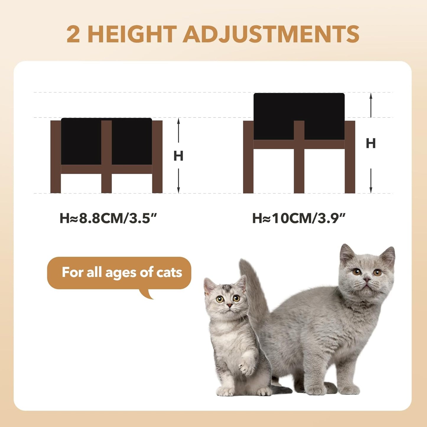Ceramic 5.1inch Raised Dog and Cat Bowl Set, 2 Heights Elevated Wooden Stand for Puppy, Kitty, Cats, Weighted Pet Food and Water Dishes(5.1'',13.5oz, Starry Sky) - Pet Explorer