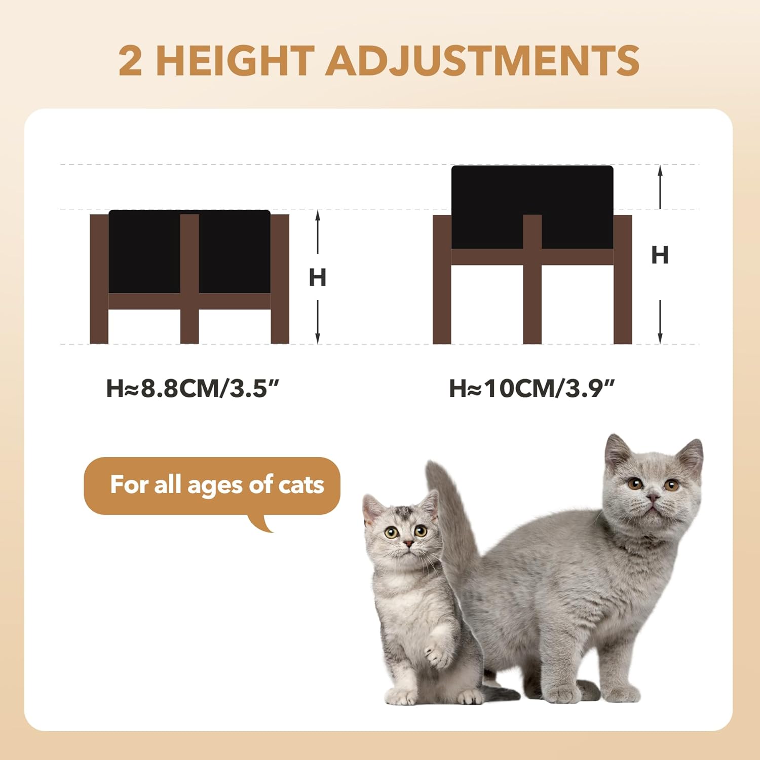 Ceramic 5.1inch Raised Dog and Cat Bowl Set, 2 Heights Elevated Wooden Stand for Puppy, Kitty, Cats, Weighted Pet Food and Water Dishes(5.1'',13.5oz, Starry Sky) - Pet Explorer