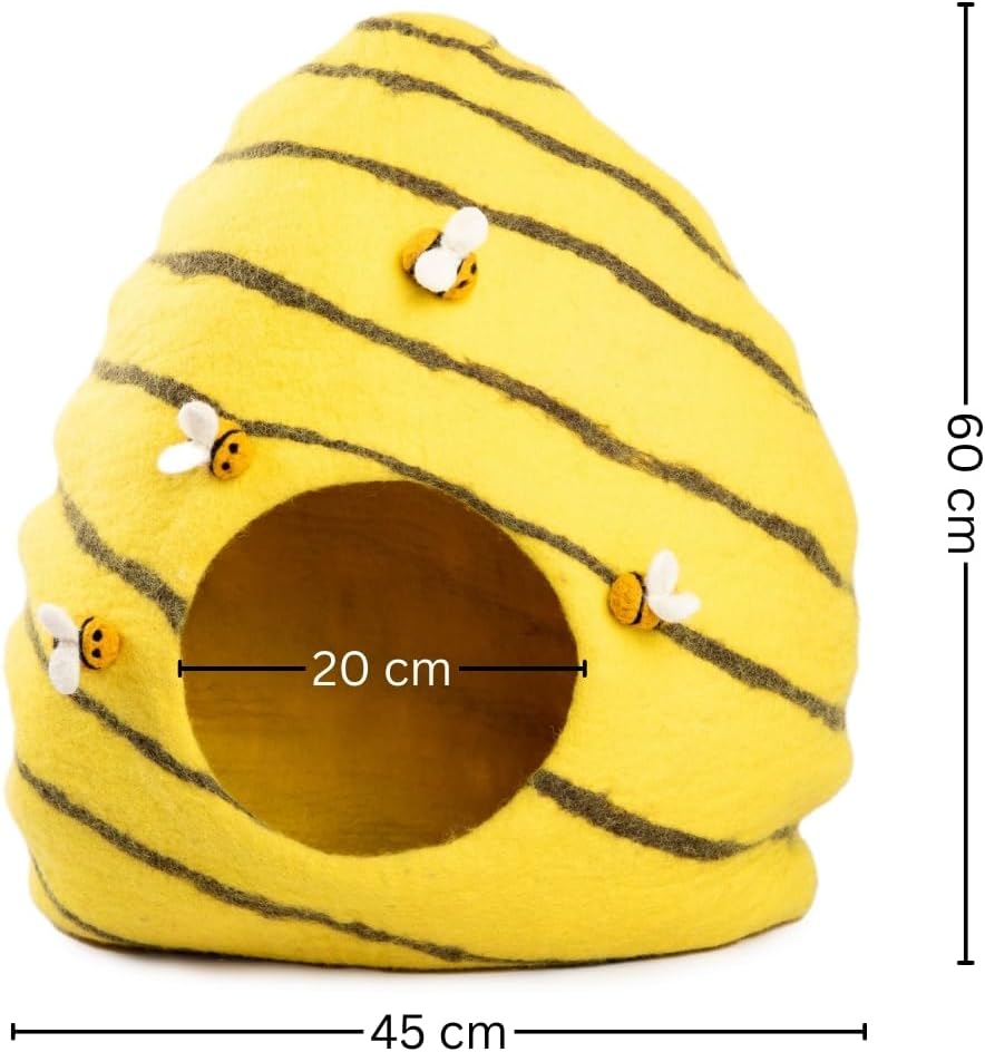 Luxurious Eco-Friendly Merino Wool Cat Cave Bed Beehive - Foldable Hideaway Pod for Indoor Cats - Premium Felt Kitten Beds - Covered Cat House for Ultimate Cozy Comfort by Woolygon - Pet Explorer