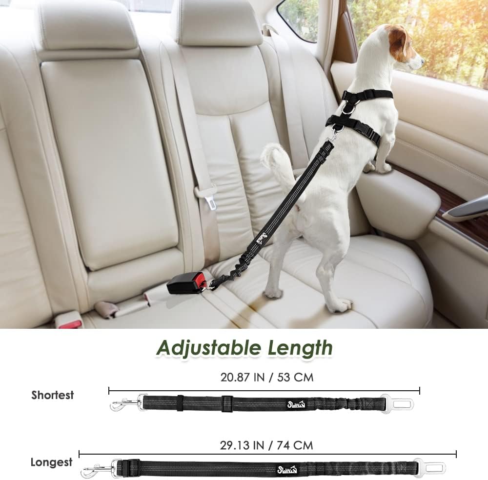 SlowTon Dog Seat Belt Harness for Car, Dog Car Harness Adjustable Mesh Breathable & Dog Seatbelt Safety Tether with Elastic Bungee for Small Medium Large Pets(Black, Single Clip, XXXS) - Pet Explorer